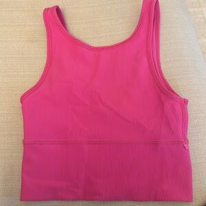 Lululemon Power Pivot Cropped Tank Top *Rib Sonic Pink Tight Fit High Neck